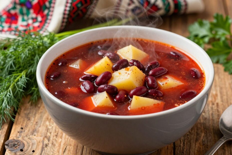 Barszcz ukraiński z ziemniakami i fasolą