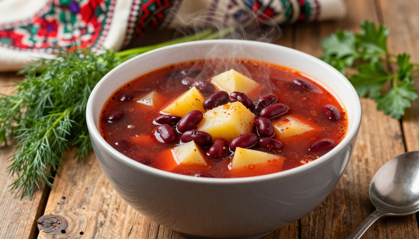 Barszcz ukraiński z ziemniakami i fasolą
