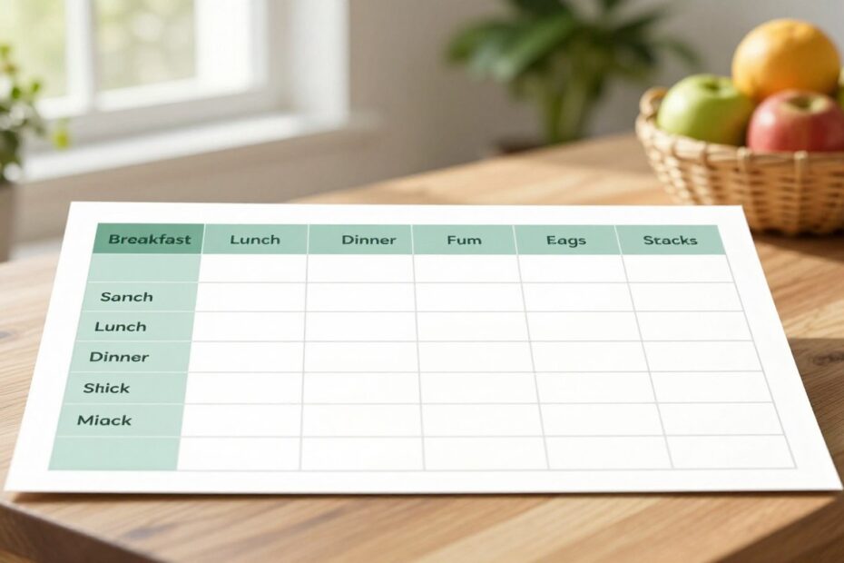 Rozkład posiłków w ciągu dnia – tabela